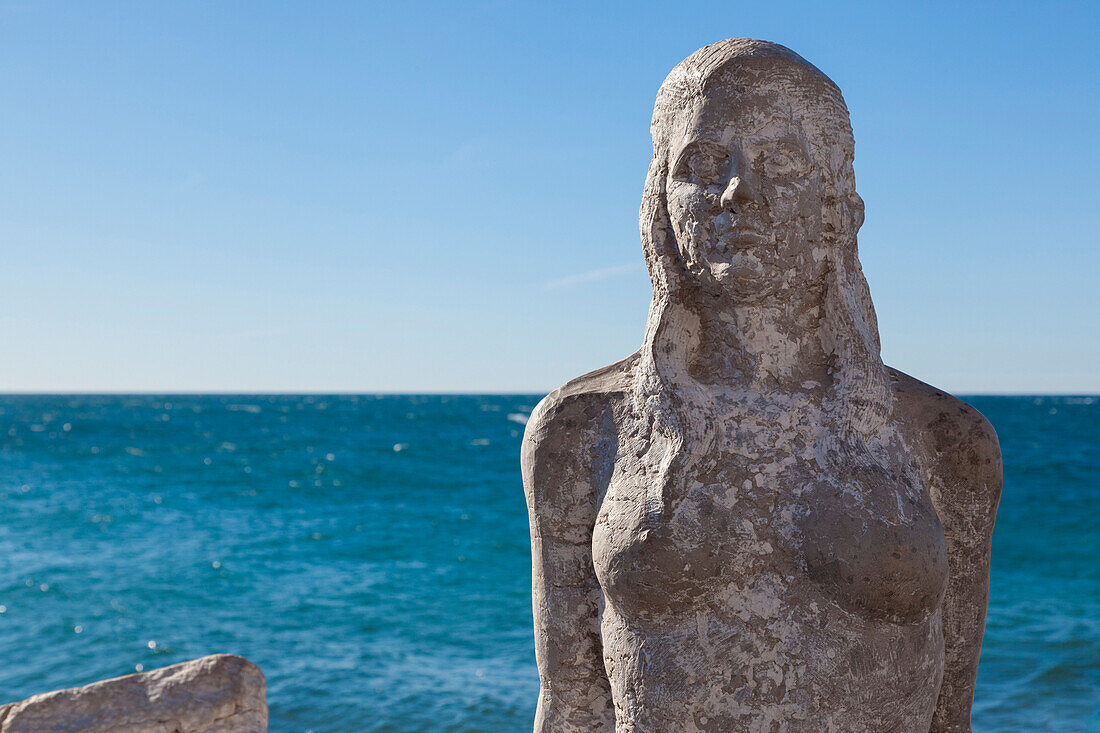 Europe, Slovenia, Istria, Statue of a mermaid, Piran peninsula