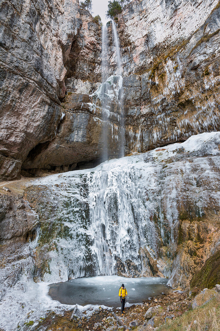 Ice waterfall, Europe, Italy, Trentino Alto Adige, Non valley, Trento district, Tret city