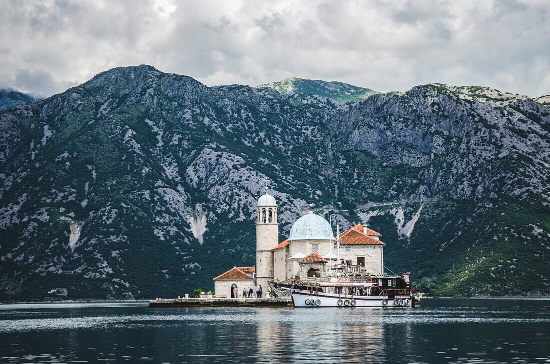 Our Lady of the Rocks, with Mountains in the Background, Bay of Kotor, Montenegro