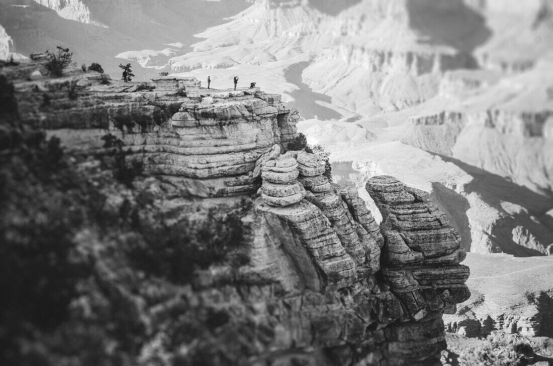 Tourists Out on Ledge of Grand Canyon, South Rim, Arizona, USA
