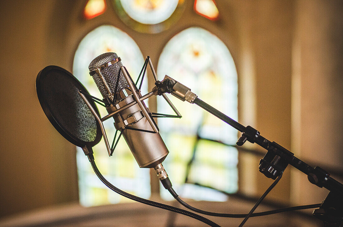 Vocal Recording Microphone in Church
