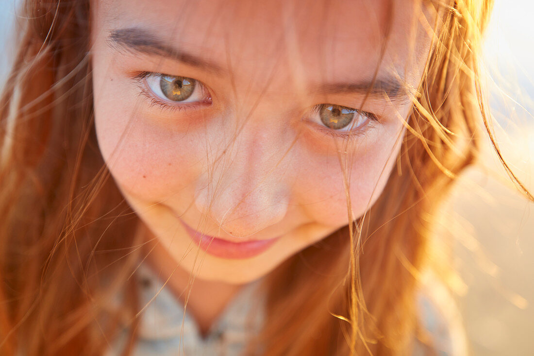 Portrait 8 Jähriges Mädchen , Playa da Roche Andalusien, Südwestküste Spanien, Atlantik, Europa