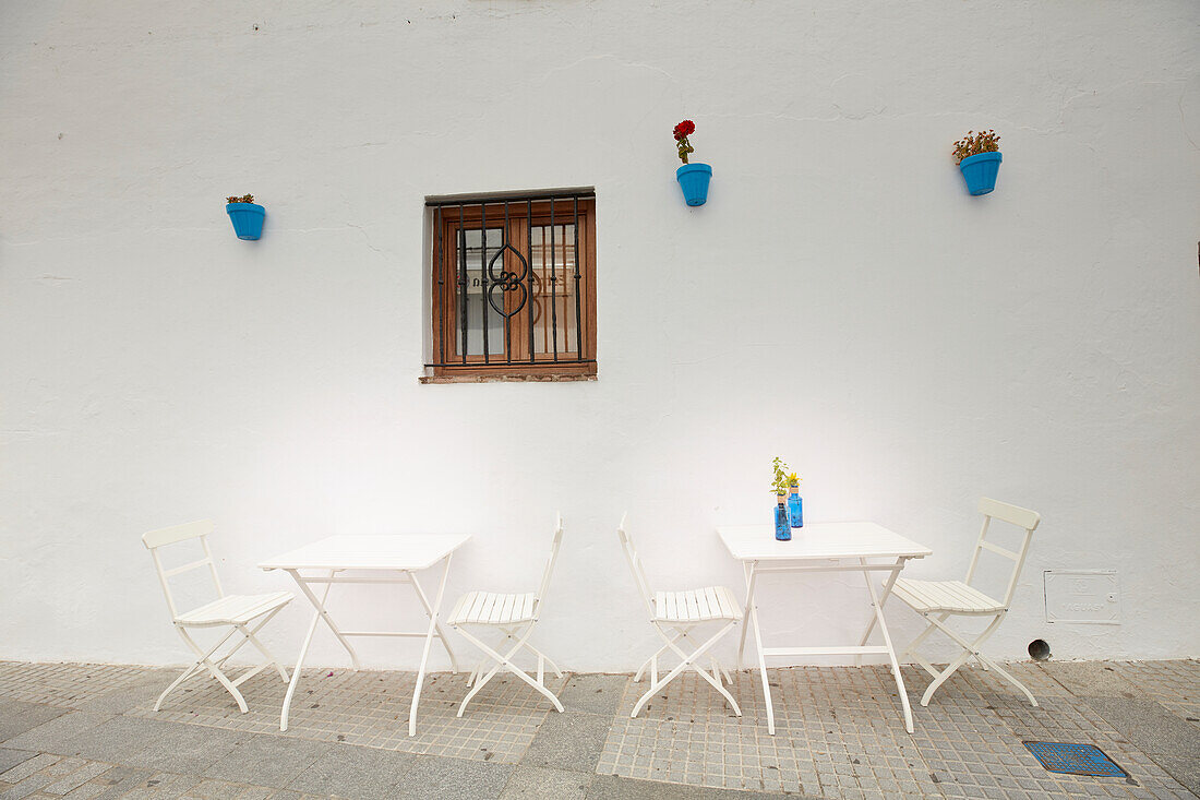 Street cafe,  Vejer de la Frontera, andalusia, southwest coast spain,  Europe