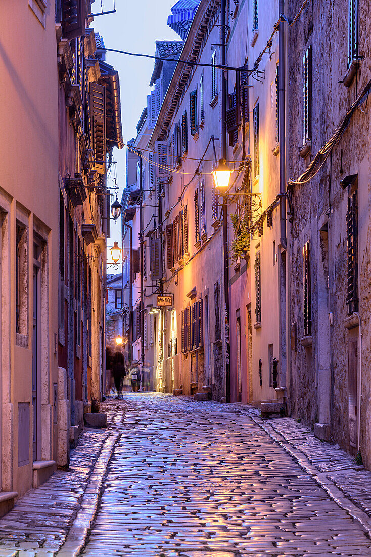 Alley at night, Rovinj, Adriatic Sea, Istria, Croatia