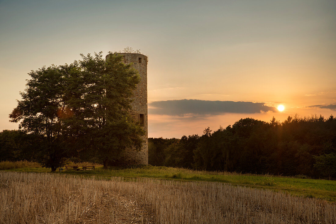 'Spießturm, the site of Germany's first country parliament meeting called ''Landtag'' at sunset, Spießturm close to Spieskappel, Hesse, Germany, Europe'