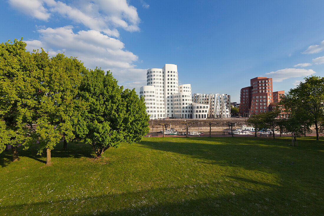 Neuer Zollhof (Architect: F.O. Gehry), Medienhafen, Duesseldorf, North Rhine-Westphalia, Germany