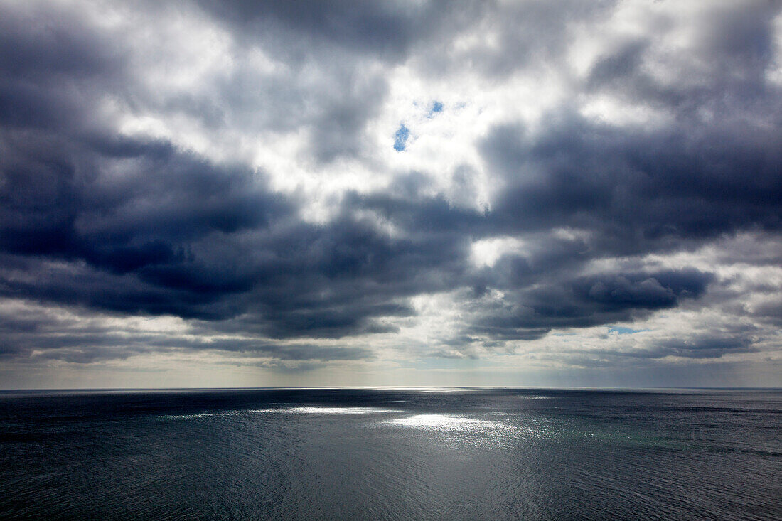 View from the chalk rocks to the Baltic Sea, Jasmund National Park, Ruegen, Baltic Sea, Mecklenburg-West Pomerania, Germany