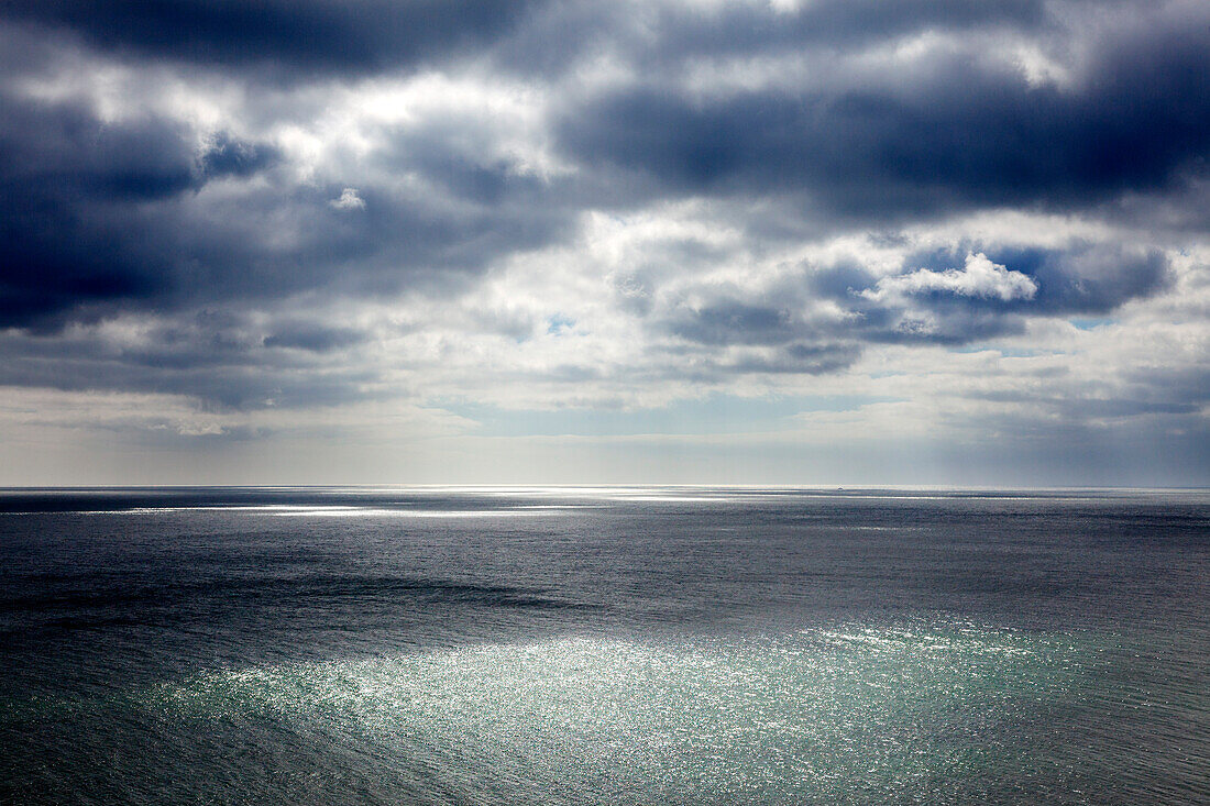 View from the chalk rocks to the Baltic Sea, Jasmund National Park, Ruegen, Baltic Sea, Mecklenburg-West Pomerania, Germany