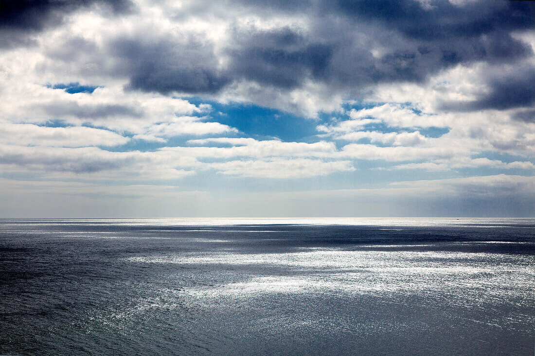 View from the chalk rocks to the Baltic Sea, Jasmund National Park, Ruegen, Baltic Sea, Mecklenburg-West Pomerania, Germany