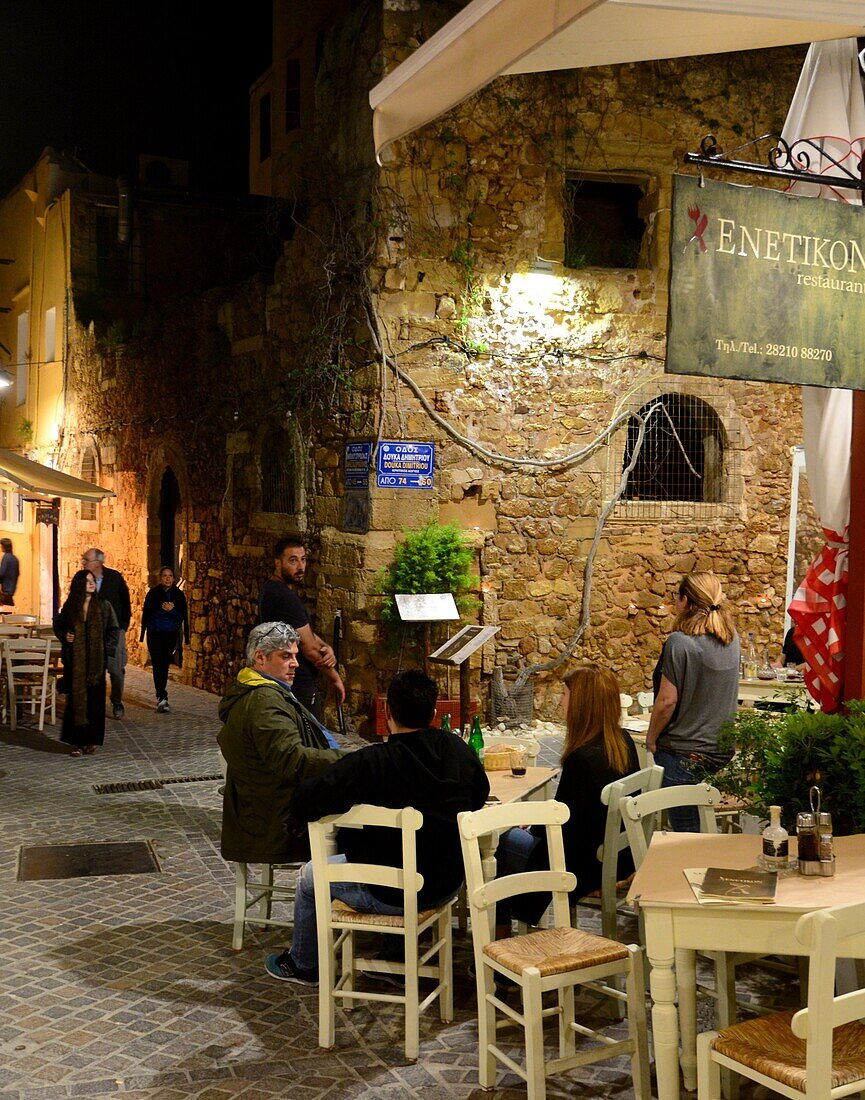 In the evening in the oldtown, Hania, Crete, Greece