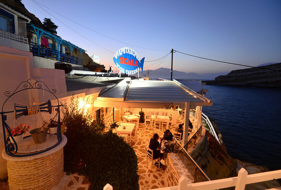 A beach restaurant in the evening, Matala, South- Crete, Greece