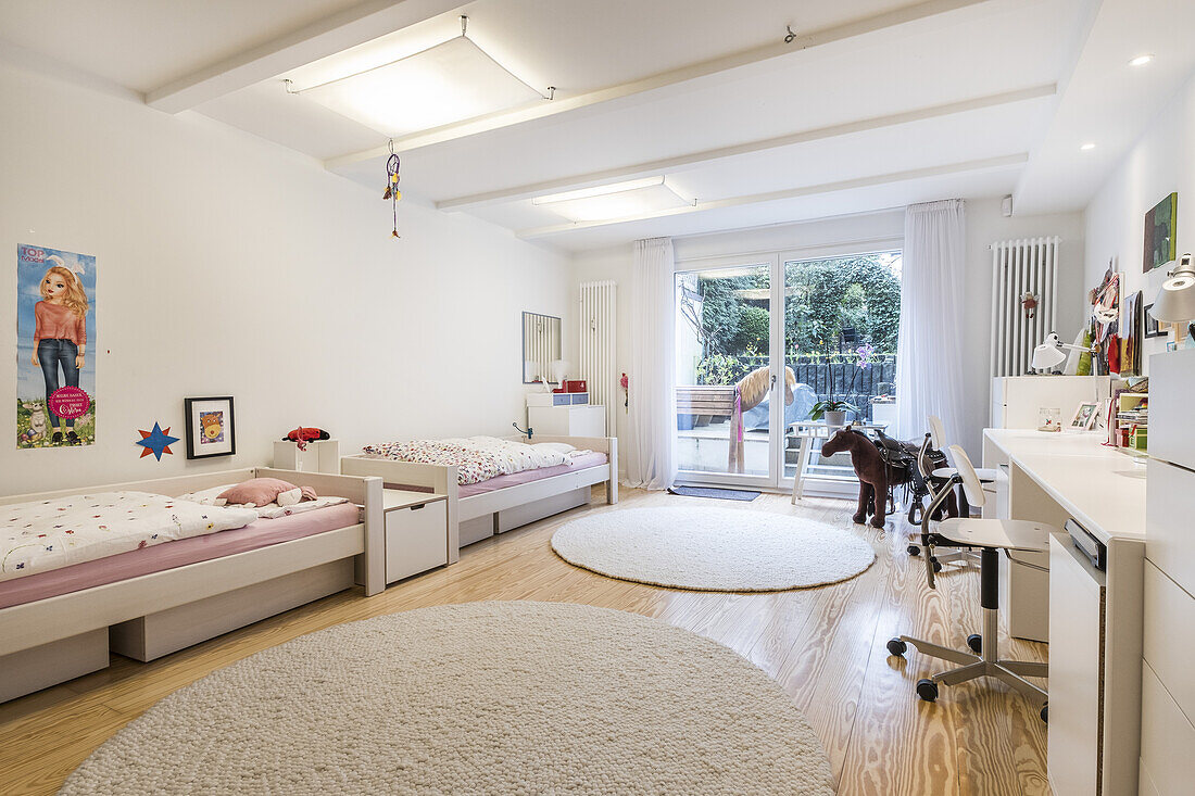 children's bedroom in a modern furnished Art Nouveau apartment in Hamburg, north Germany, Europe