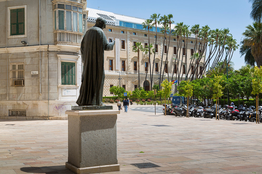 View of Museum of Malaga adorned by palm trees, Malaga, Costa del Sol, Andalusia, Spain, Europe