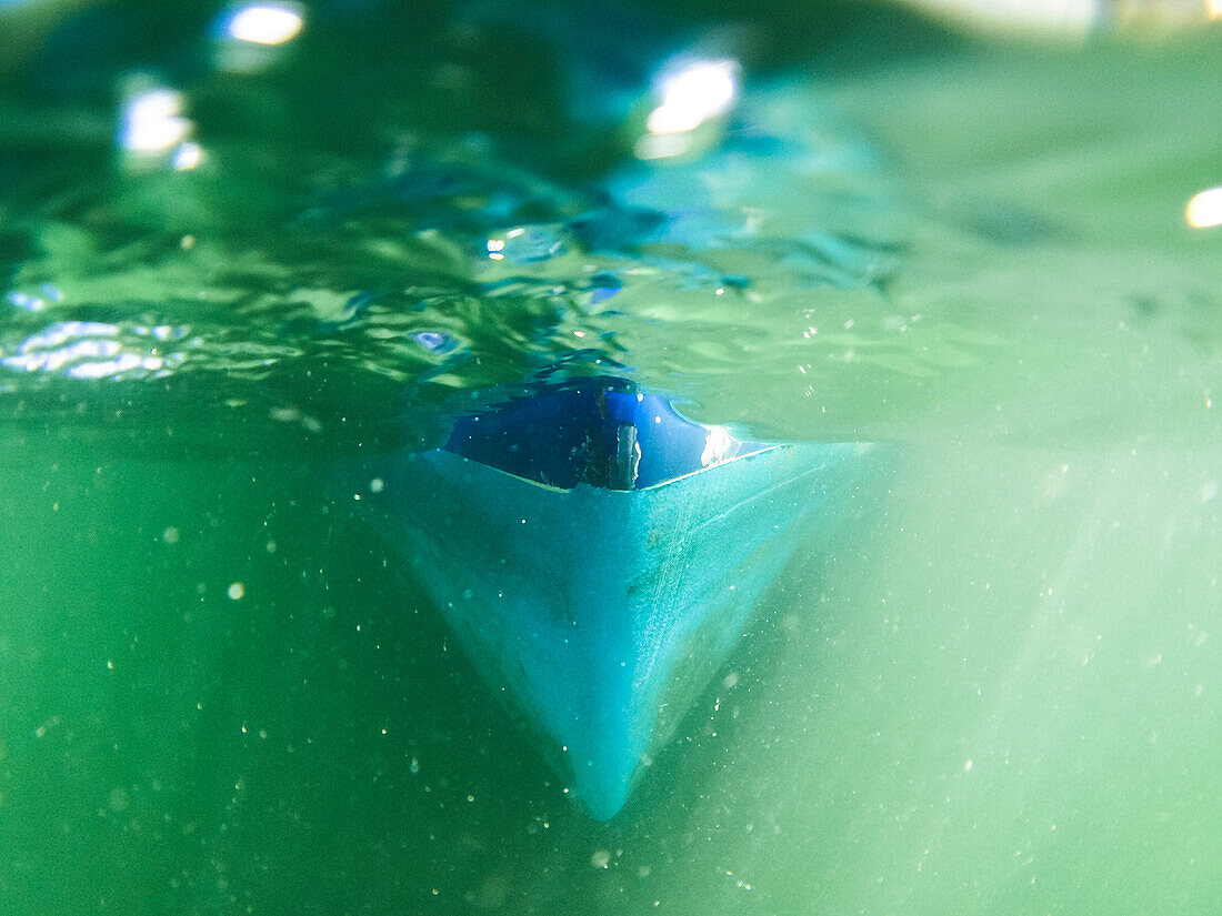 Boat bow seen underwater