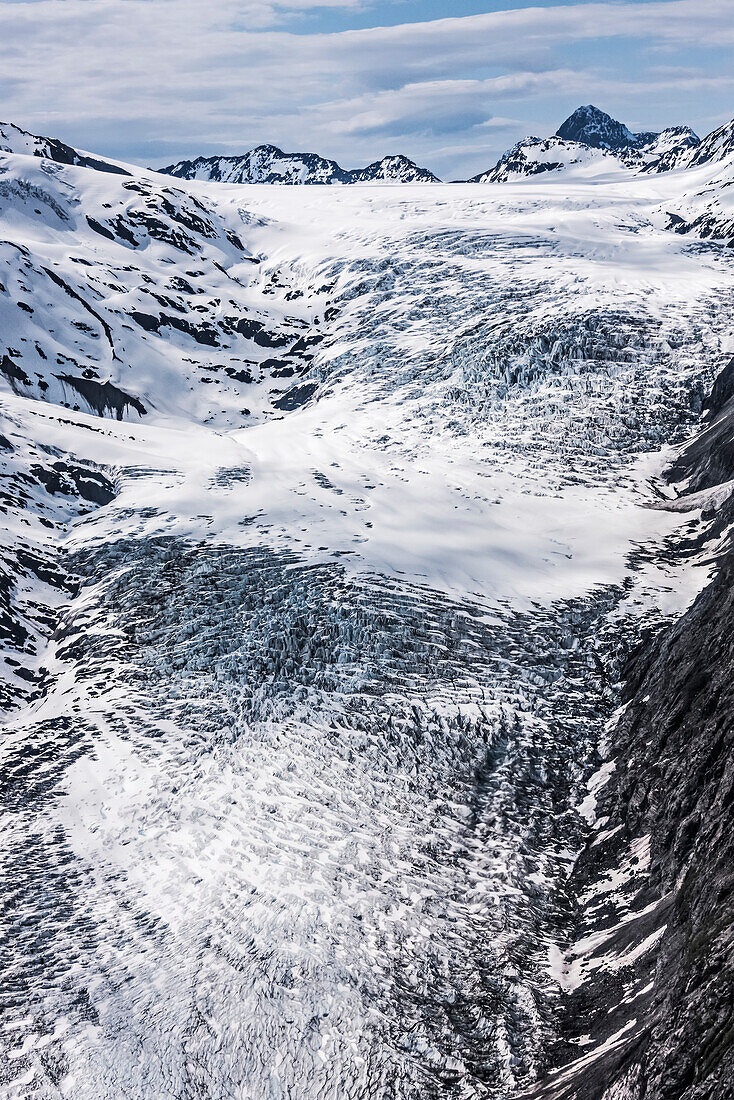 'Aerial view of Whiteout Glacier in the Chugach Mountains near Anchorage, Chugach State Park; Alaska, United States of America'