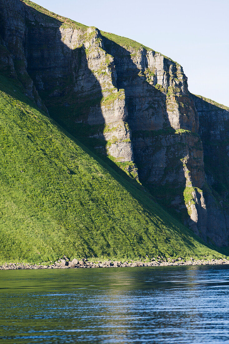 'The Pallisade Cliffs In Ikatan Bay Of False Pass, Also Known As Isanotski Strait, In Summertime; Southwest Alaska, United States Of America'