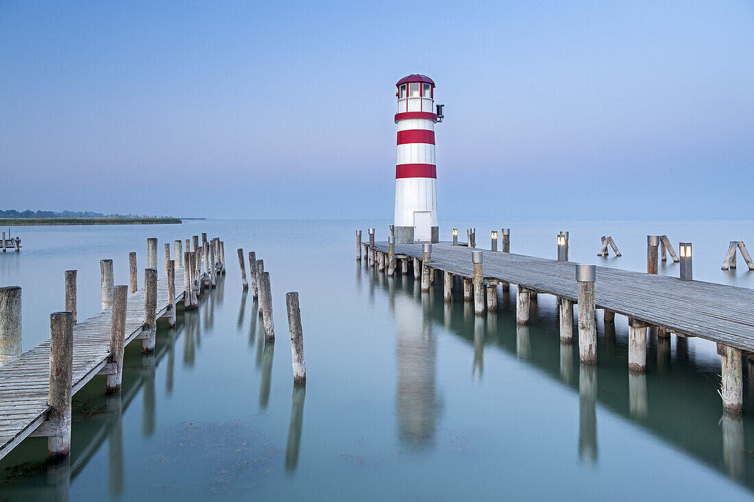 Lighthouse Podersdorf in Lake Neusiedl, Burgenland, Eastern Austria, Austria, Europe