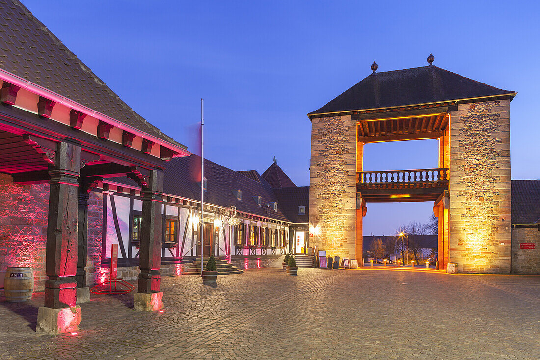 German Wine Route Gate in Schweigen-Rechtenbach, Schweigen, Palatinate Forest, Palatinate, Rhineland-Palatinate, Germany, Europe