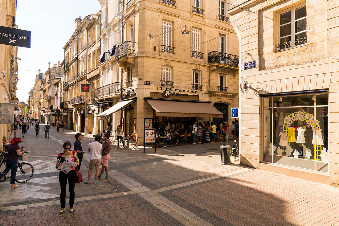 Historische Einkaufsstraße Rue Porte Dijeaux, Bordeaux, Gironde, Nouvelle-Aquitaine, Frankreich, Europa