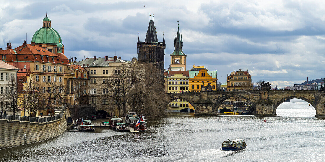 'Vltava River and Charles Bridge; Prague, Czech Republic'
