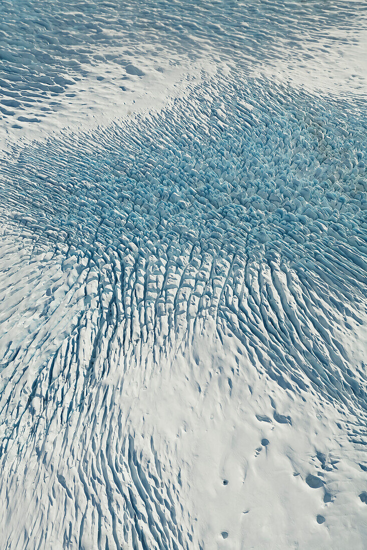 Aerial view of patterns in the snow on the mountains of Fairweather Range, Glacier Bay National Park, Gulf of Alaska, Alaska, United States of America