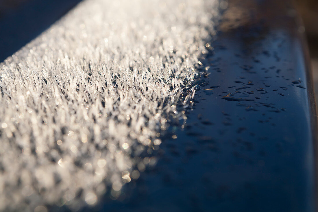 Ice crystals in sunlight on a surface, Alaska, United States of America
