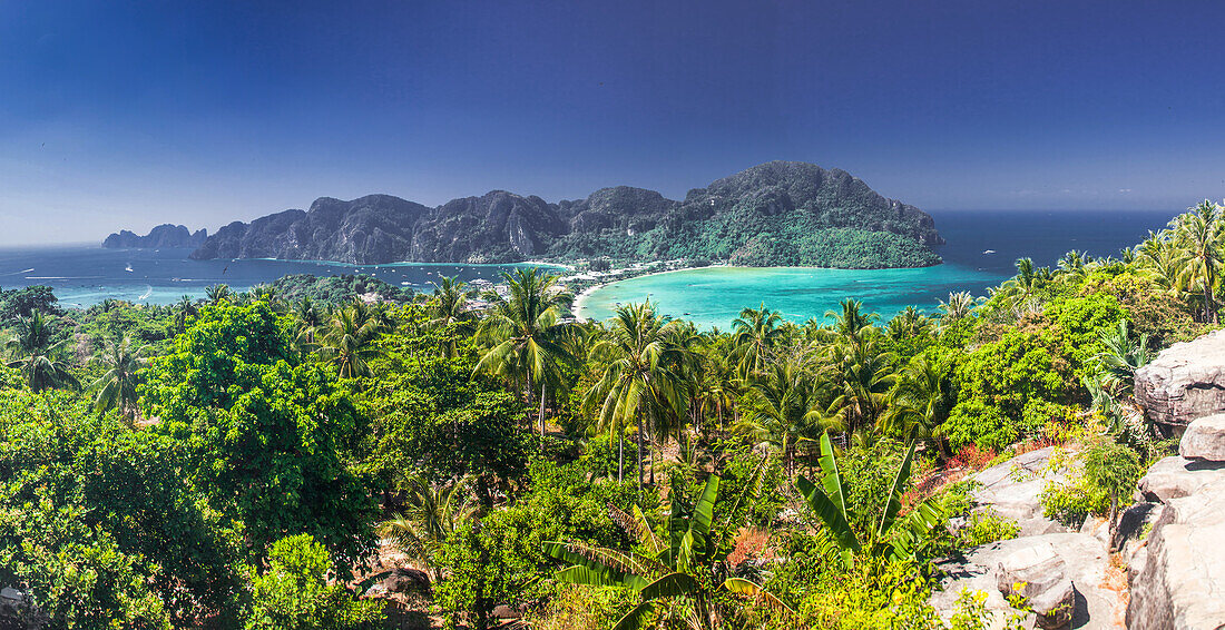 Panorama of Ko Phi Phi Don, beautiful tropical island in Thailand, Southeast Asia, Asia