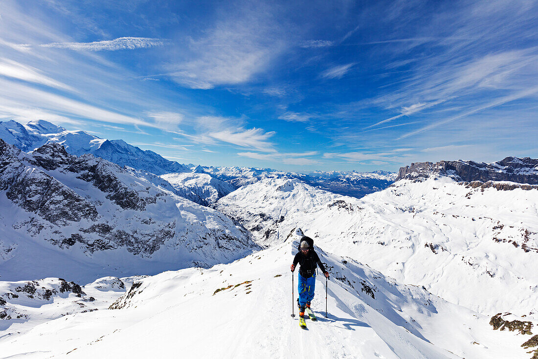 Skitouren auf Mont Buet, Chamonix, Rhône-Alpes, Haute Savoie, Französische Alpen, Frankreich, Europa