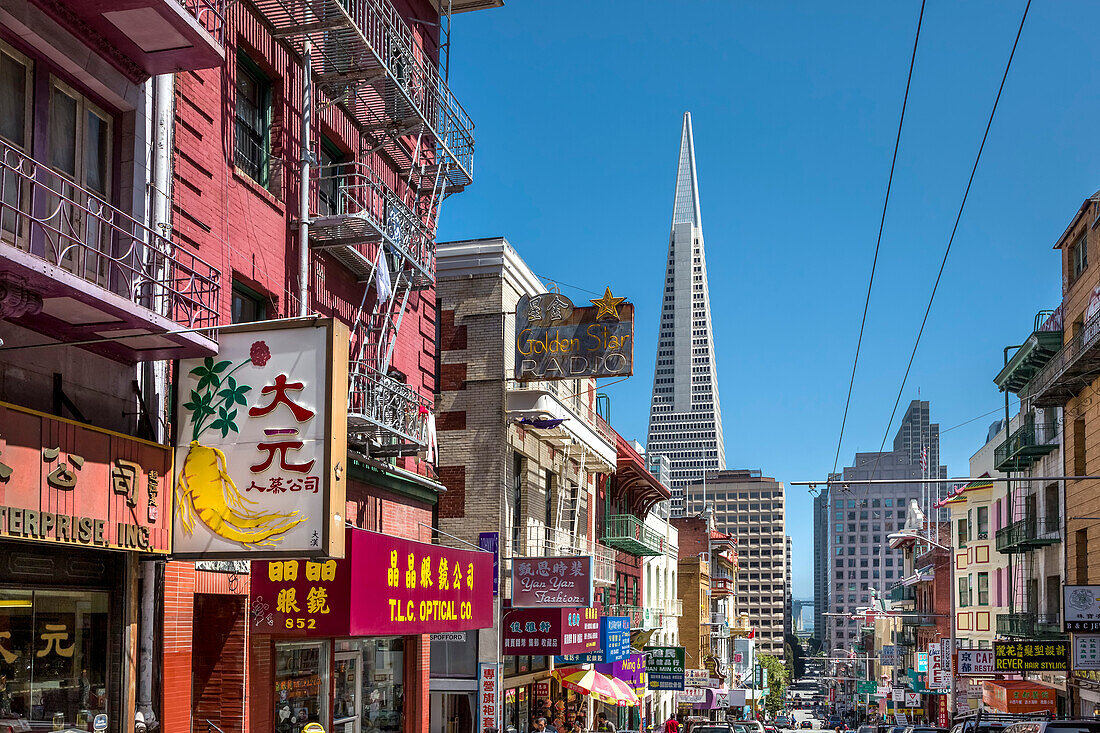 China Town and Transamerica Pyramid, San Francisco, California, USA