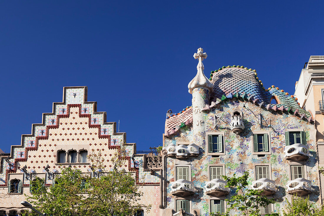 Casa Batllo, Architekt Antonio Gaudi, UNESCO Weltkulturerbe, Casa Amatller, Modernisme, Barcelona, Katalonien, Spanien, Europa