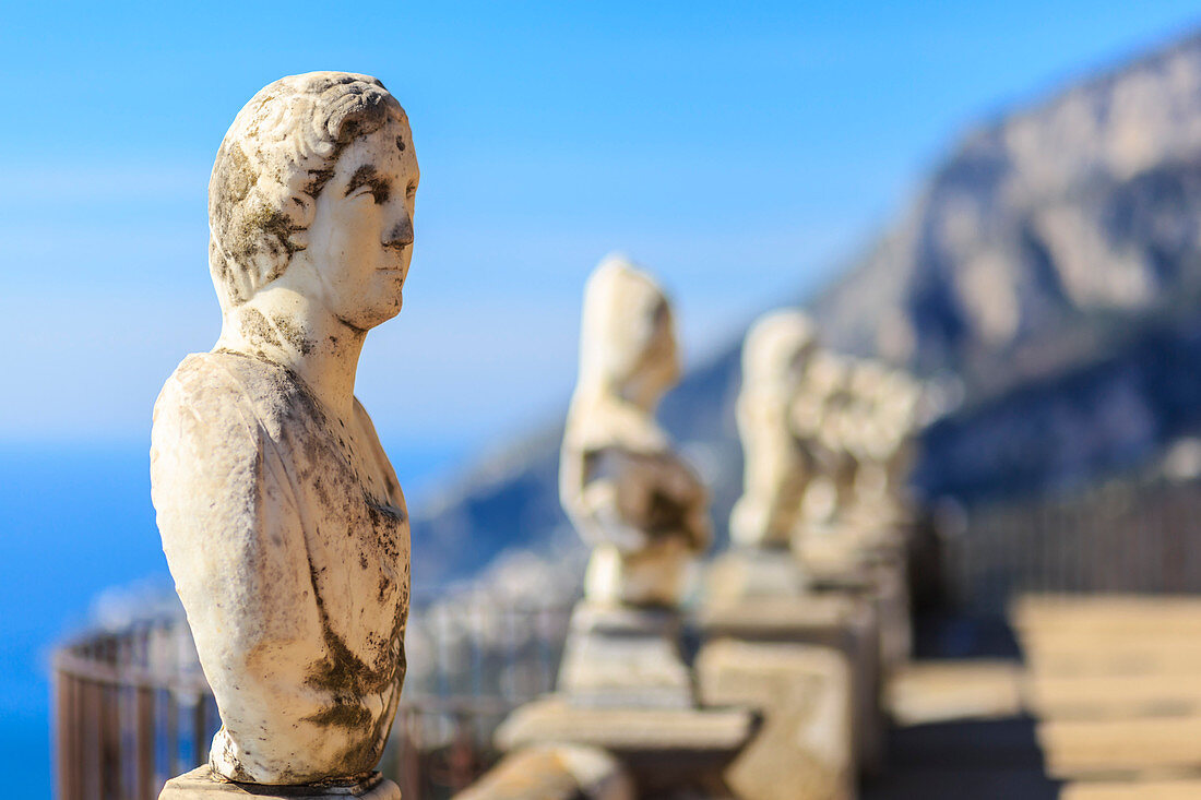 Atemberaubende Terrasse der Unendlichkeit, Gärten der Villa Cimbrone, Ravello, Amalfiküste, UNESCO Weltkulturerbe, Kampanien, Italien, Europa