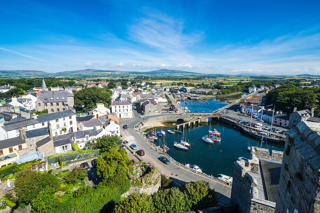 Übersehen über Castletown, Isle of Man, Kroneabhängigkeit des Vereinigten Königreichs, Europa