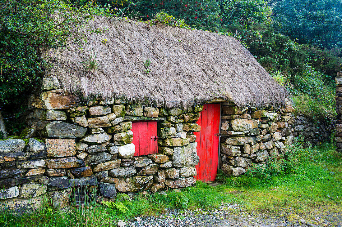 Traditioneller Bauernhof, Connemara Nationalpark, County Galway, Connacht, Irland, Europa