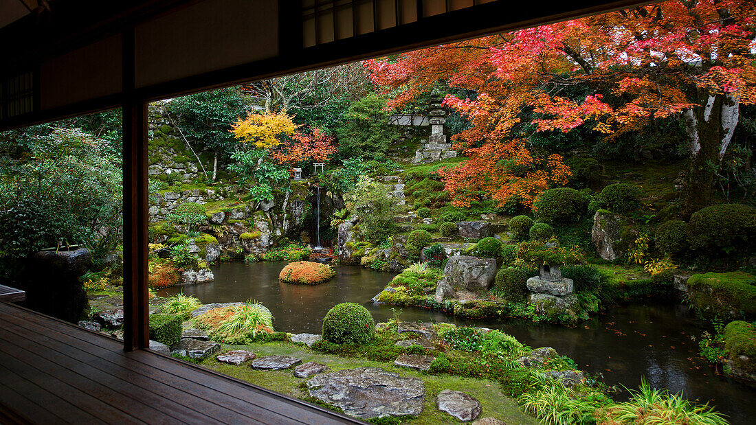 Japanischer Garten im Herbst, Ohara Tal, Kyoto, Japan, Asien