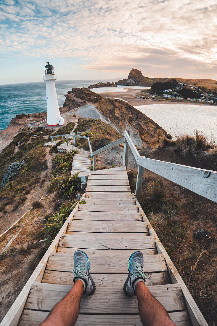 Castlepoint (Castle Point) Leuchtturm, Wellington Region, Nordinsel, Neuseeland, Pazifik