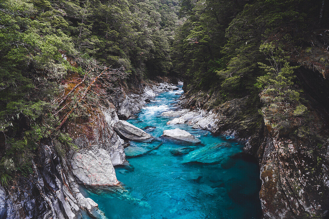 Blue Pools, Mount Aspiring National Park, Southern Alps, UNESCO World Heritage Site, South Island, New Zealand, Pacific