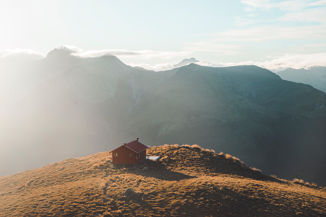 Brewster Hütte, Mount Aspiring National Park, Südliche Alpen, UNESCO Weltkulturerbe, Südinsel, Neuseeland, Pazifik