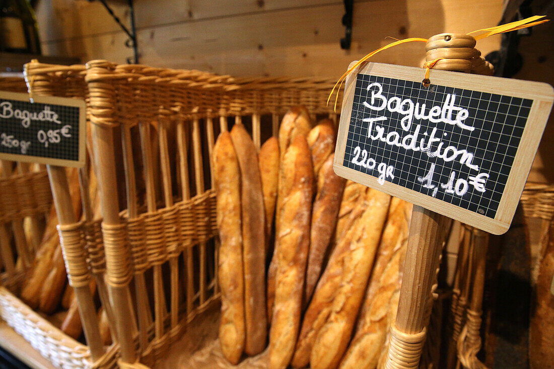 Bäckerei, französische Baguettes, Haute-Savoie, Frankreich, Europa