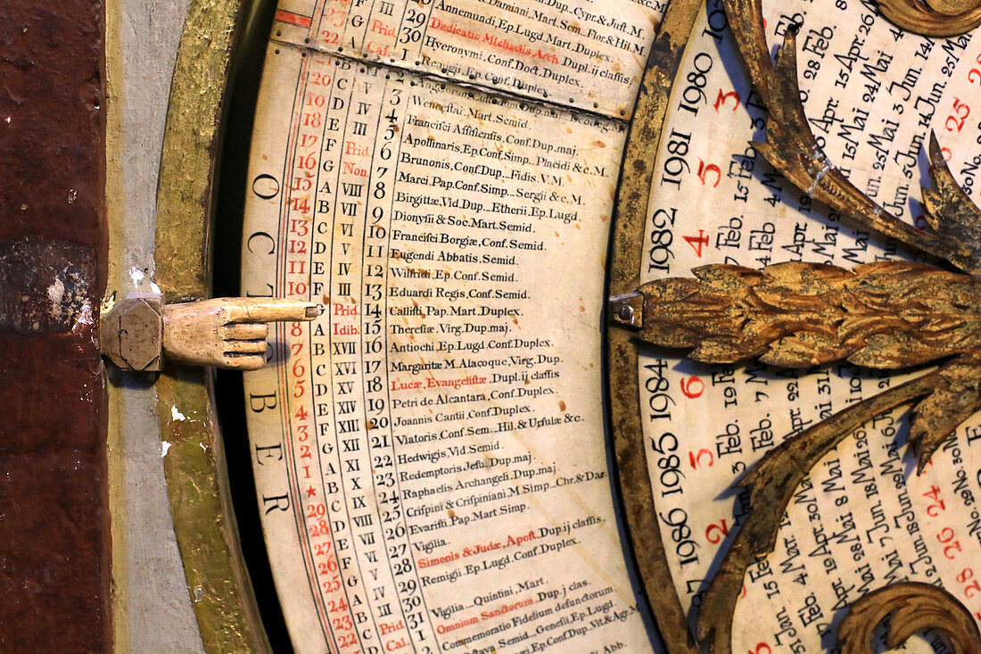 Kalender, astronomische Uhr von St. John, Lyon Cathedral, Lyon, Frankreich, Europa