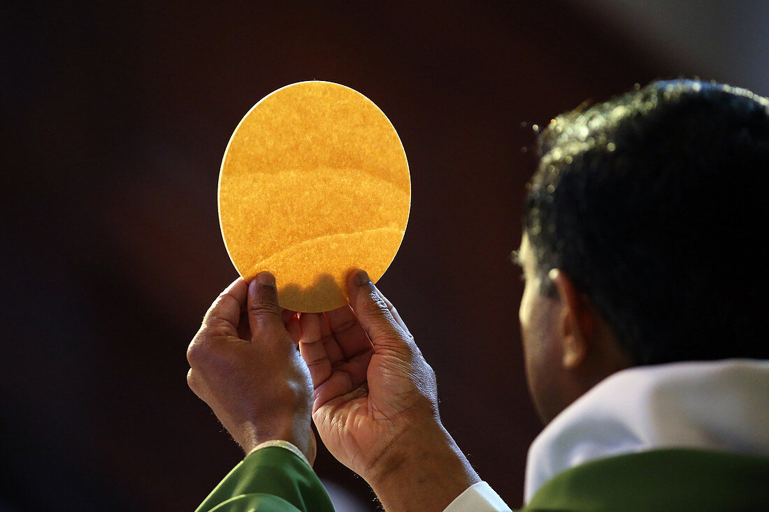 Catholic Mass, Eucharist celebration, France, Europe