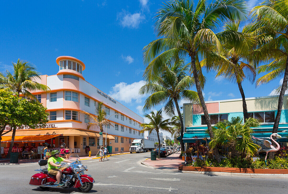 Art Deco Architektur am Ocean Drive, Miami Beach, Miami, Florida, Vereinigte Staaten von Amerika, Nordamerika