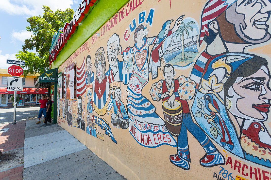 Wandgemälde in Little Havana, Miami, Florida, Vereinigte Staaten von Amerika, Nordamerika