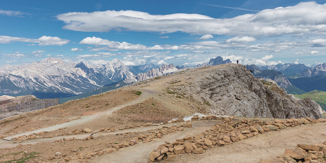 Blick von der Rifugio Lagazuoi, Falzarego Pass, Cortina d'Ampezzo, Dolomiten, Dolomiten, Belluno Provinz, Venetien, Italien