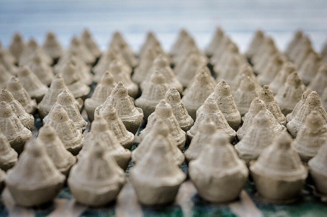 Buddhist offers made of sand,Rasuwa district, Bagmati region,Nepal,Asia