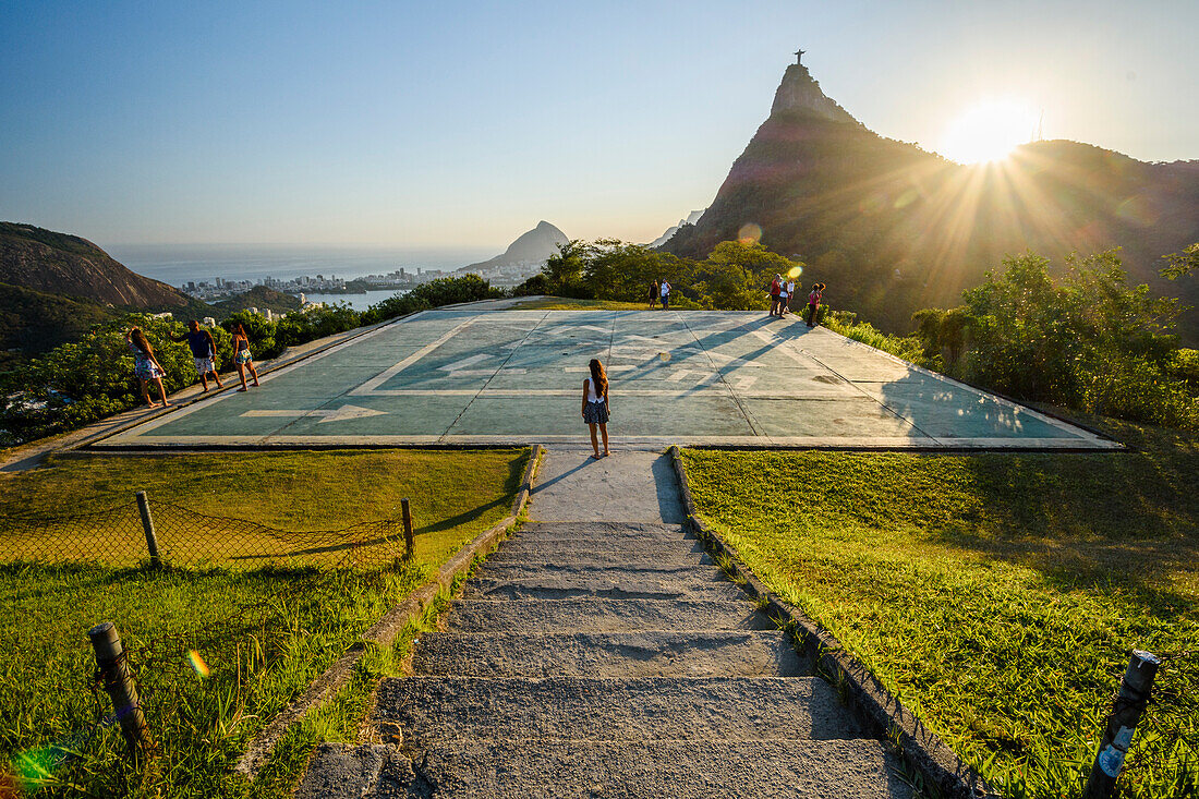 Blick vom Mirante Dona Marta zum Berg Corcovado, Rio de Janeiro, Brasilien