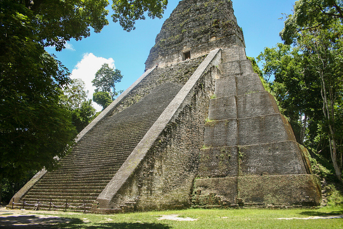 Tikal Temple V is part of the ancient ruins of the Maya in Guatemala.