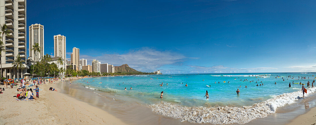 Panoramablick auf Waikiki Beach, Honolulu, Hawaii