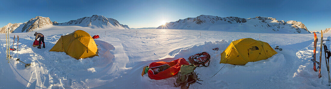 Advanced Base Camp On A Glacier In Northern Liverpool Land