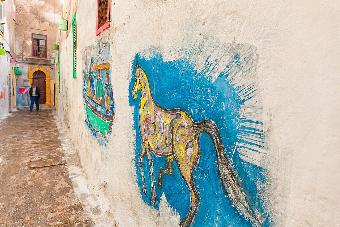 Painted Artwork In A Laneway In Essaouira, Morocco