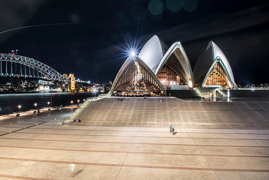 Illuminated Sydney Opera House In Australia